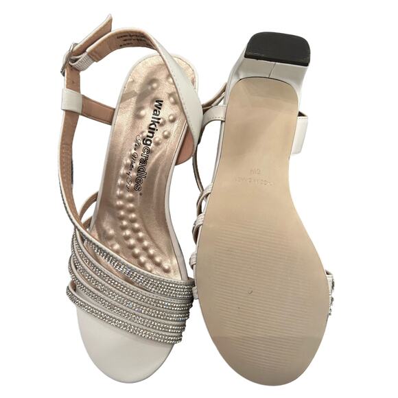 Walking Cradles Lettie White Cashmere Sandals Open-Toe Adjustable Buckle - SZ 6W - Picture 6 of 10